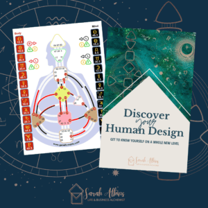 Discover your Human Design. Dark background with Human Design chart.